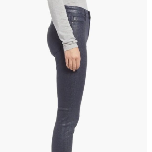 AG The Farrah High Rise Ankle Skinny Leather Panel Jeans – 25 – Luminous Blue - Picture 4 of 6